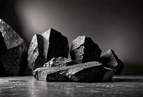 AI generated Dark Stone Podium Minimalist Showcase with Geometric Texture photo