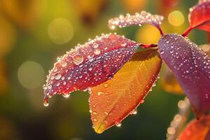 ai generado capturar el frescura y belleza de follaje en naturaleza con Rocío gotas foto