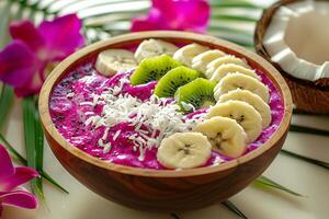 ai generado continuar Fruta zalamero da un tropical toque con refrescante sabor Estallar foto