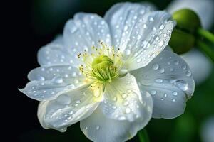 ai generado capturar el frescura y belleza de flores en naturaleza adornado con Rocío gotas foto