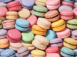 AI generated pattern of colorful macaroons photo