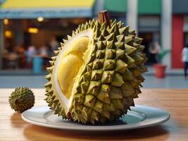 AI generated close up of durian fruit photo