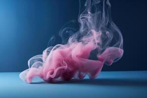 AI generated Pink smoke on blue background, abstract design. Generative AI photo