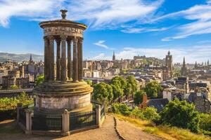 dugald monument at calton hill in edinburgh, scotland, united kingdom photo