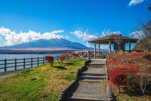 Scenery of Mount Fuji and Lake  Yamanaka in Yamanashi, japan photo