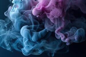 ai generado azul y púrpura fumar, resumen antecedentes. generativo ai foto