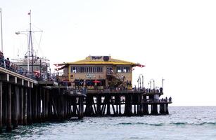 Santa Monica, CA, 2016 - Pier With Overcast Sky Ocean And People photo