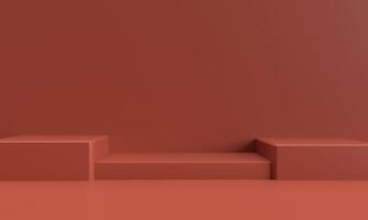podium stage showcase stand orange colour background wallpaper empty blank abstract pedestal template shape minimal square display scene platform minimal studio design geometric presentation mock up photo