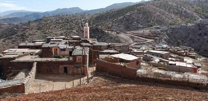 Old village in Atlas Mountains Morocco near Marrakech. Africa. photo