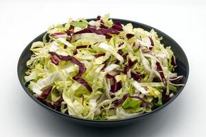 Mixed Julienne salad with chicory and red radicchio. photo