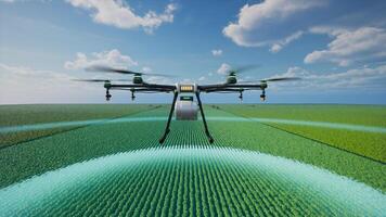 Agriculture drones scan the area to determine the route for spra photo