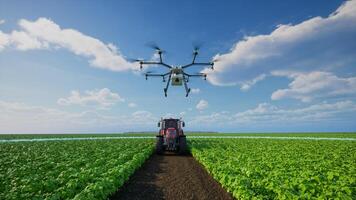 autónomo agricultura vehículo y zumbido yo conduciendo, 5g techno foto