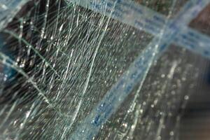 glass pane break in close up view photo