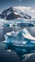 AI generated Frozen Wonders  Glacial Icebergs Floating in Arctic Waters photo