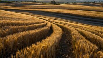 AI generated Golden Fields  Rippling Wheat Fields Underneath Azure Sky photo
