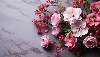 AI generated Freshness and beauty in nature, a bouquet of pink flowers generated by AI photo