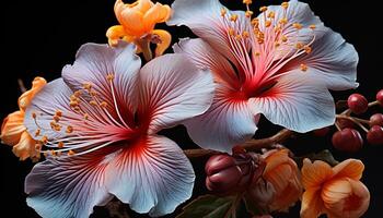 ai generado brillante rosado hibisco florecer en un tropical jardín, vibrante y elegante generado por ai foto