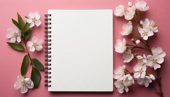 AI generated Freshness of nature romance blossoms on a blank book cover generated by AI photo