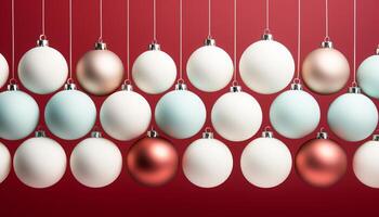 AI generated Christmas ornament decoration, winter celebration, shiny gold sphere gift generated by AI photo