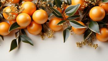 AI generated Fresh tangerine branch, a gift of nature vibrant celebration generated by AI photo