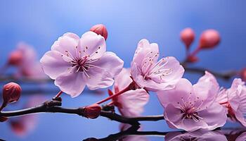 AI generated Freshness and beauty in nature pink cherry blossom petals bloom generated by AI photo