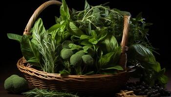 ai generado Fresco orgánico vegetales en un rústico de madera mesa generado por ai foto