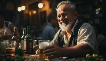 AI generated A group of men enjoying drinks at an outdoor bar generated by AI photo