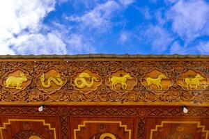 Golden Wat Phra That Doi Suthep temple texture Chiang Mai Thailand. photo