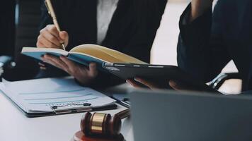 Customer service good cooperation, Consultation between a Businessman and Male lawyer or judge consult having team meeting with client, Law and Legal services concept. video