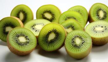 AI generated Fresh kiwi slice, a healthy snack with vibrant green color generated by AI photo