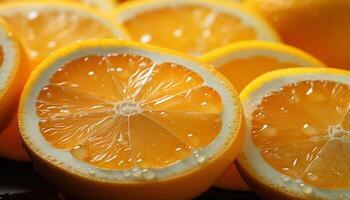 AI generated Freshness and vitality in a juicy, ripe orange slice generated by AI photo