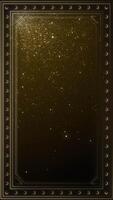 Vertical video - elegant vintage golden Art Deco frame background with glittering golden particles. This 1920s luxury background with ornate lines is HD and a loop. Suitable for text intros or titles.