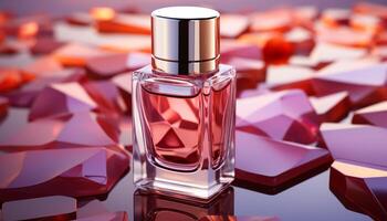 AI generated Luxury perfume bottle reflects elegance and femininity in fashion generated by AI photo