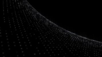 Stylish dark minimalist motion background with a spinning digital fractal wave and glowing data lights. This elegant abstract technology background is full HD and a seamless loop. video