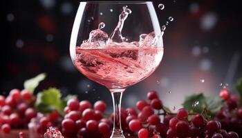 AI generated Celebration of nature elegance wine, fruit, and gourmet refreshment generated by AI photo