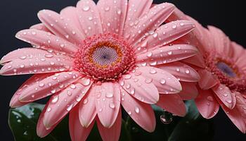 AI generated A vibrant pink gerbera daisy reflects beauty in nature generated by AI photo