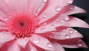 AI generated Vibrant gerbera daisy blossom reflects beauty in nature wetness generated by AI photo