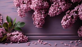 AI generated Fresh lilac blossoms decorate the table, bringing nature indoors generated by AI photo