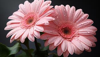 AI generated Vibrant gerbera daisy reflects beauty in nature colorful bouquet generated by AI photo