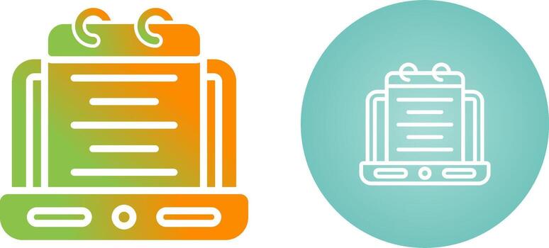 ordenador portátil con bloc vector icono