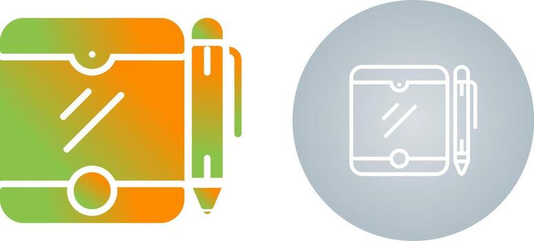 tableta con bolígrafo vector icono