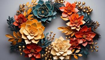 AI generated Nature beauty in autumn, a floral pattern of elegance generated by AI photo