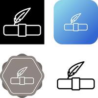 Quill pen with scroll Vector Icon