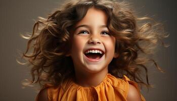 AI generated Smiling child, cute and cheerful, brings happiness and joy generated by AI photo