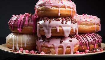 AI generated Homemade donut stack, a sweet temptation for birthday celebration generated by AI photo