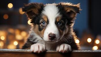 ai generado linda perrito sesión, mirando a cámara, de pura raza perro retrato generado por ai foto