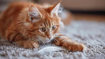 ai generado atigrado gato a tendido en piso. ideal para mascota blogs, veterinario clínicas, o social medios de comunicación publicaciones acerca de linda animales foto