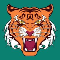 Tiger Head King with Green Background vector