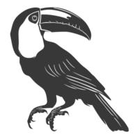 AI generated Silhouette Toucan bird animal black color only full body png