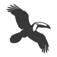 ai generato silhouette tucano uccello animale volare nero colore solo pieno corpo png